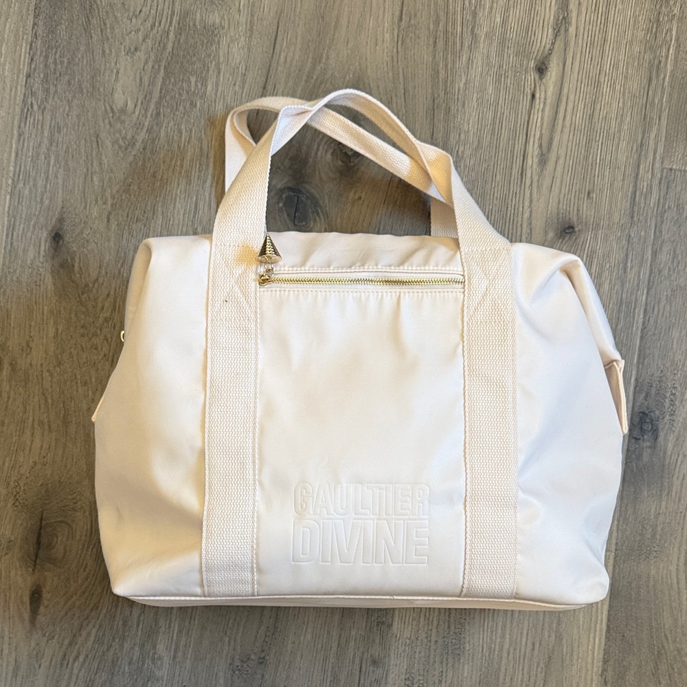 Jean Paul Gaultier white Travel Tote with Gold Zipper